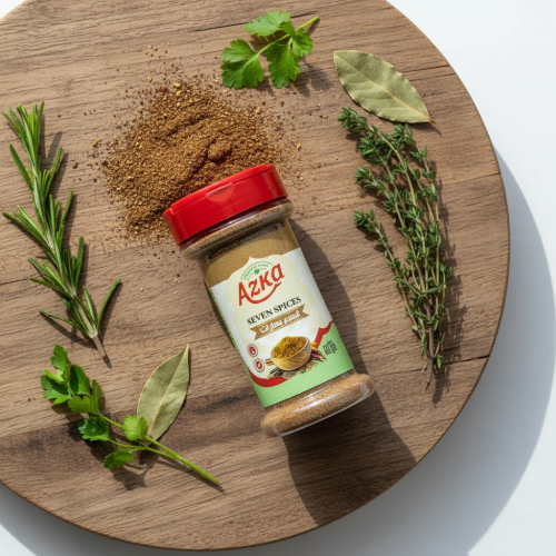 "مزيج سبع بهارات عربي من أزكى 60 غ – نكهات عربية أصيلة لتتبيل مشاوي، دجاج، أرز مع بهارات دافئة"