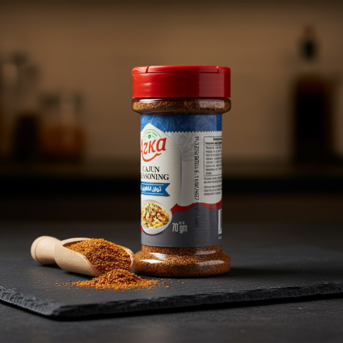 "Azka بهارات كاجون 70 غ – نكهة متوازنة من الفلفل، الثوم، البابريكا، وتوابل جنوب‑أمريكية، خيار مثالي لتتبيل متنوع"