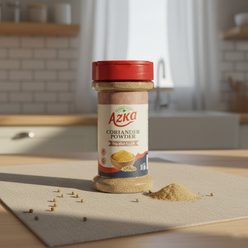 "أزكى بودرة كزبرة 50 غ – توابل كزبرة عالية الجودة تضيف نكهة خفيفة وأصلية للأرز واليخنات"