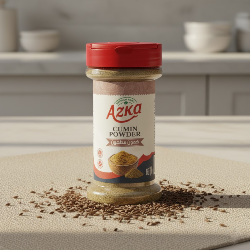 "أزكى بودرة كمون 65 غ – كمون فاخر طبيعي 100%، مثالي للأرز، البقول، والخليط العربي"