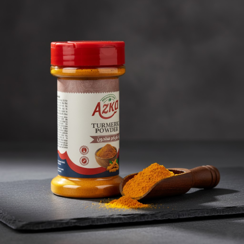 "Azka Turmeric Premium 70 g – high‑quality turmeric spice adds golden color and rich aroma to rice and curries"