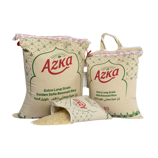 "أرز بسمتي أزكى سيلّا كريمي حبات طويلة جداً 5 كجم – أرز فاخر للبيرياني والبولاو"