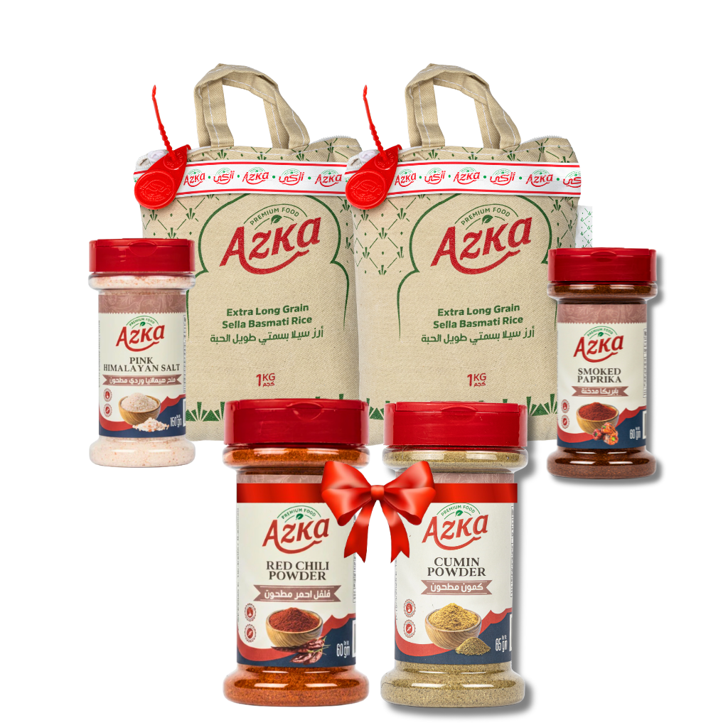 Azka Basmati Rice Bundle: 2x Extra Long Grain Rice (Creamy Sella) + (Smoked Paprika) 2 FREE Spice Gifts 🎁