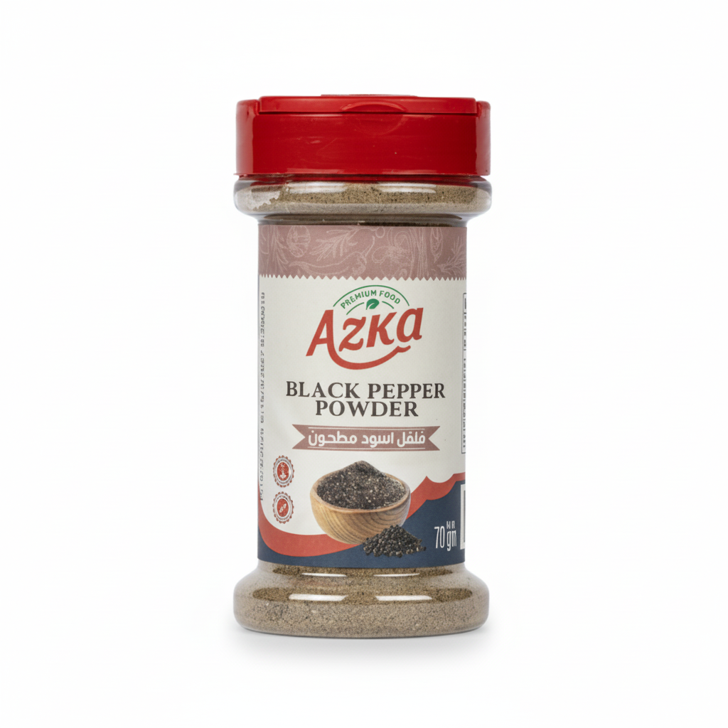 Azka Black Pepper Powder 70g – Premium Ground Black Pepper for Bold, Aromatic Flavor