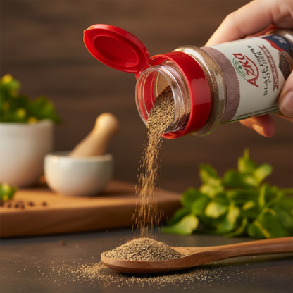 "Azka Black Pepper Powder 70 g – 100% pure concentrated black pepper, no additives, adds depth to your cooking"