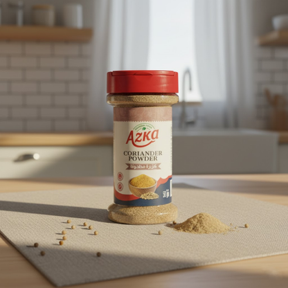 "أزكى بودرة كزبرة 50 غ – توابل كزبرة عالية الجودة تضيف نكهة خفيفة وأصلية للأرز واليخنات"