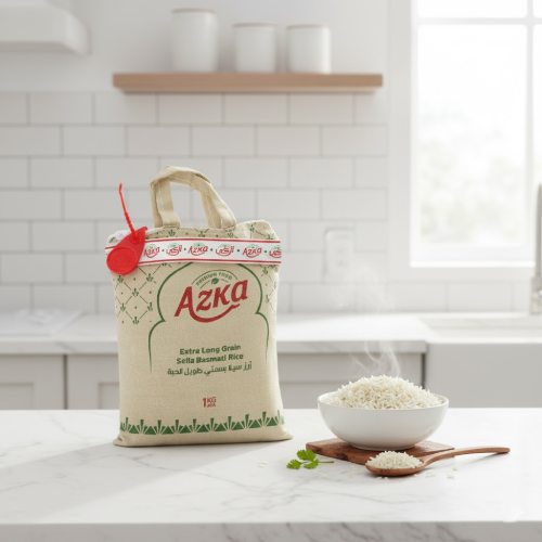 "أرز آزكا بسمتي سيلّا – حبات extra‑long، طري ومنفوش، خيار العائلات الكبيرة"