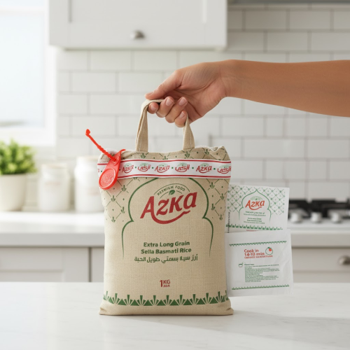 "Azka Extra Long Grain Basmati Rice Creamy Sella – premium texture, stays separate after cooking, ideal for chefs and households"