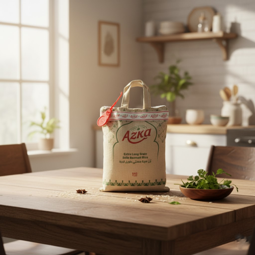 "Azka Basmati Rice Creamy Sella, extra‑long grain, distinct aroma and shape retention even in large portions"