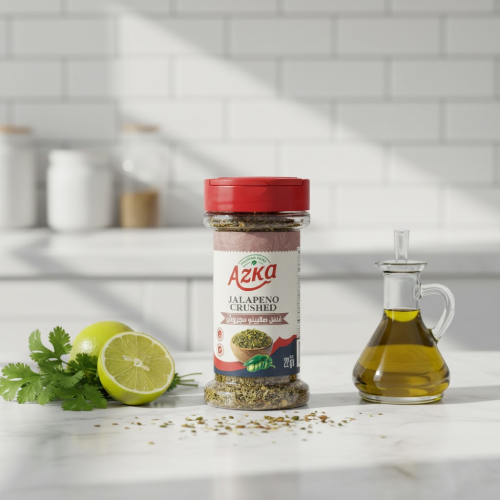 "Azka Crushed Jalapeño 22 g – bold chili flakes for seasoning and grilling"