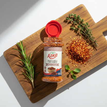 "Azka Crushed Red Chili 50 g – bold hot chili flakes for seasoning grills and spicy dishes"