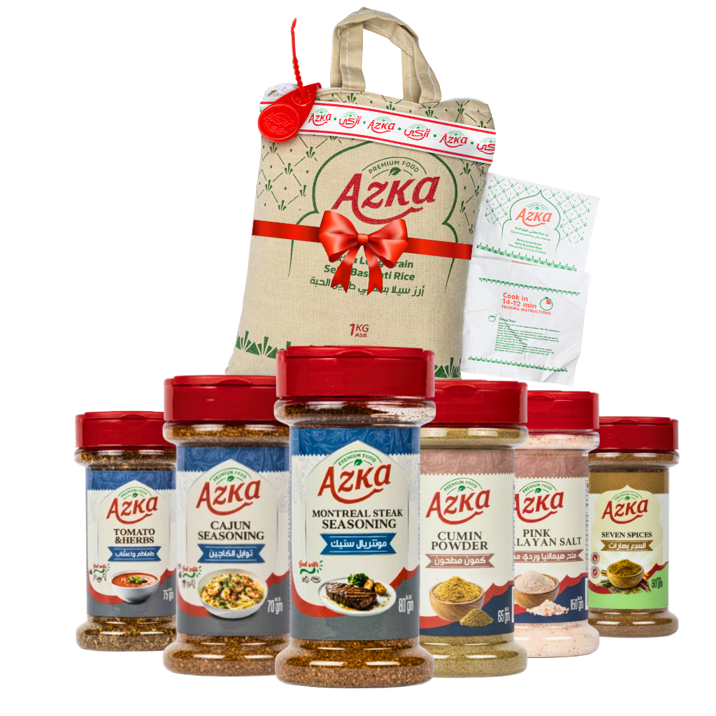 Azka Gourmet Table Bundle: 6 Premium Seasonings + FREE Extra Long Grain Basmati Rice 🎁