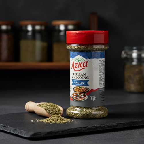 "توابل إيطالية من أزكى 50غ – نكهات إيطالية أصيلة تعزز طعم المكرونة والبيتزا وأطباق المطابخ العالمية"