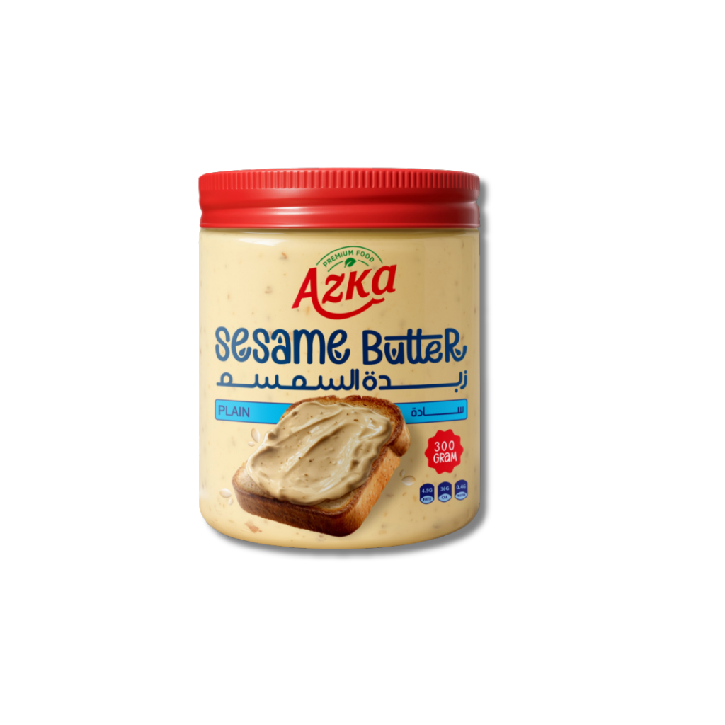 Jar of Azka Plain Sesame Butter with a premium creamy texture