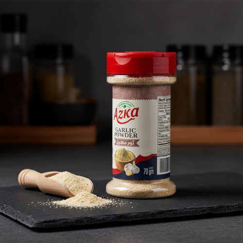 "Azka Premium Garlic Powder 70 g – finely ground garlic with a bold flavor for seasonings, sauces and grilling"