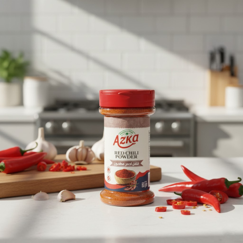 "Azka Red Chili Powder 60 g – finely ground hot red pepper, perfect for pizza, pasta and spicy dishes"