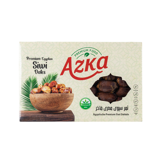 "تمر سيوة مصري أزكى بريميوم، حبات ناعمة وحلوة بنكهة كراميل، خيار صحي طبيعي"