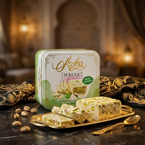 أزكى حلاوة الفستق الإضافية بريميوم  (علبة) - حلوة شرق أوسطية لذيذة