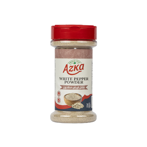 "بودرة فلفل أبيض أزكى بريميوم 70غ – فلفل أبيض مطحون ناعم بنكهة خفيفة وأرضية للصلصات البيضاء والمأكولات البحرية"