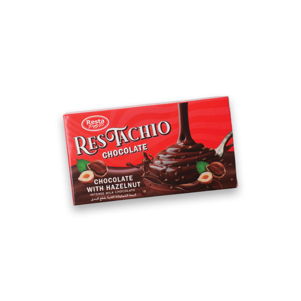 Resta Pop (Restachio) Intense Milk Chocolate Bar with Hazelnut Pieces (40g)