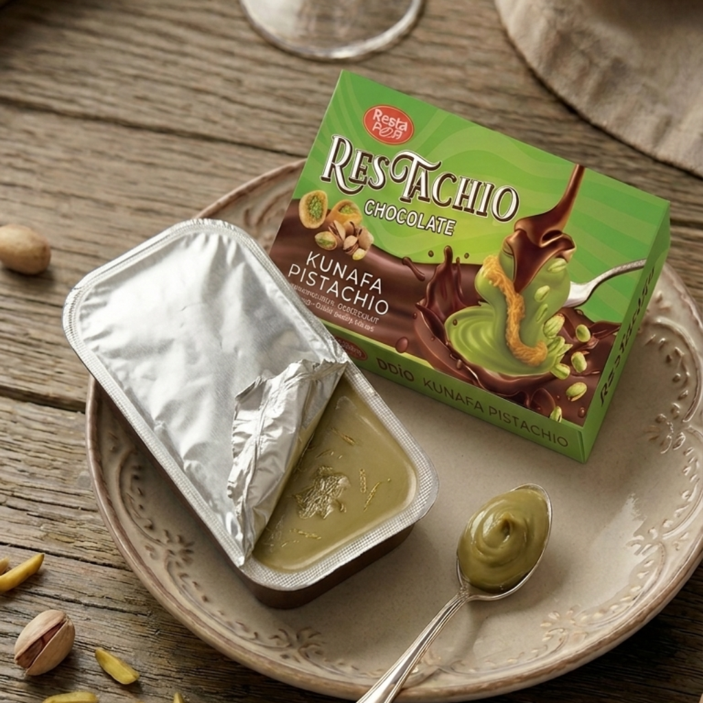 Resta Pop (Restachio) Intense Milk Chocolate with Pistachio Spread & Crunchy Kunafa (40g)