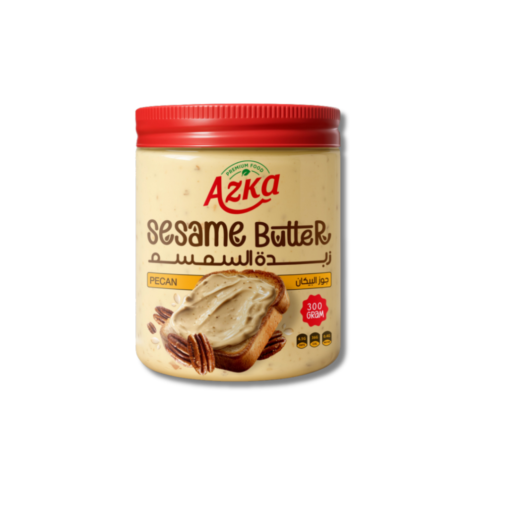 Sesame Butter With  Pecan Azka زبدة سمسم جوز البيكان حلاوة سبريد