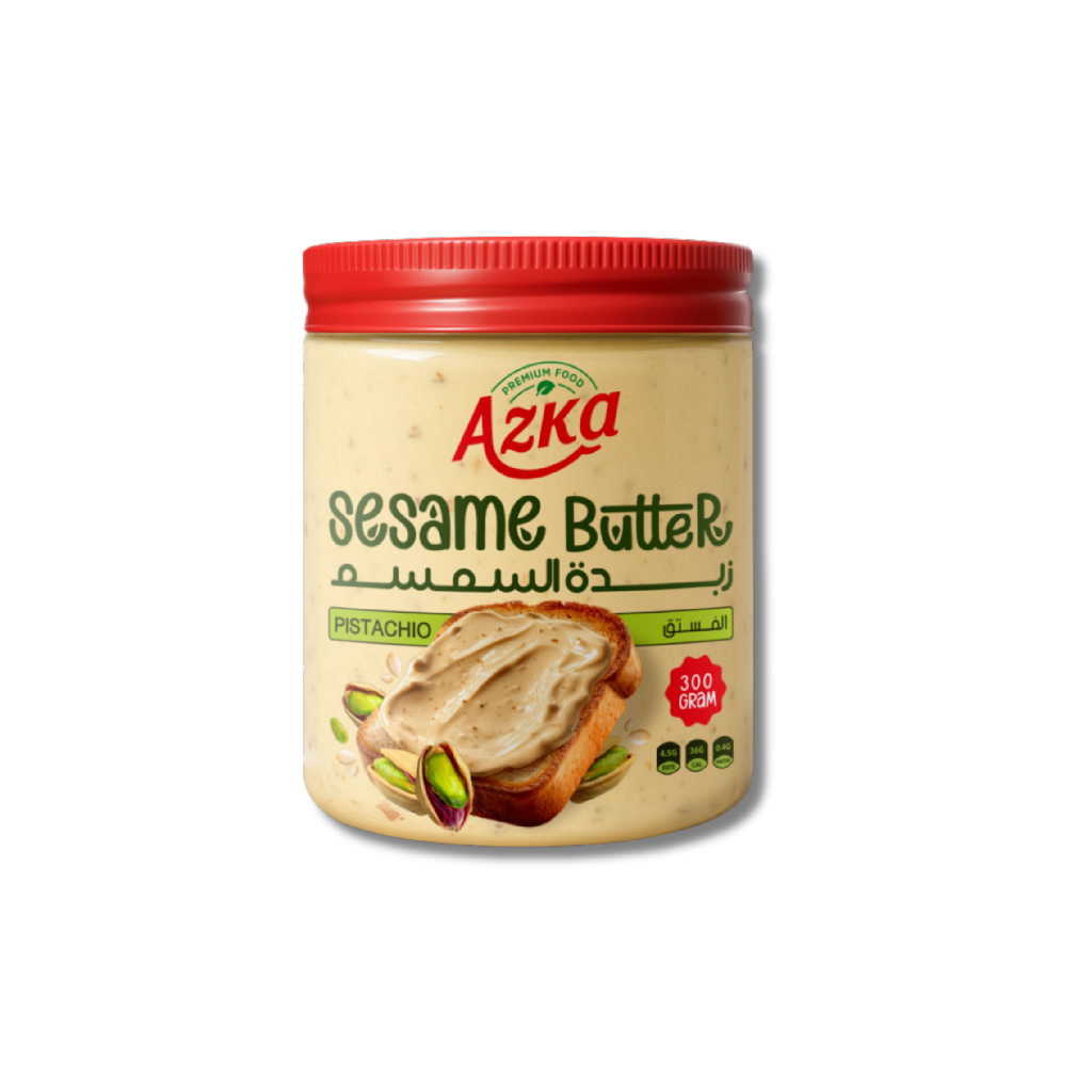 Sesame Butter With Pistachio Azka زبدة سمسم الفستق حلاوة سبريد
